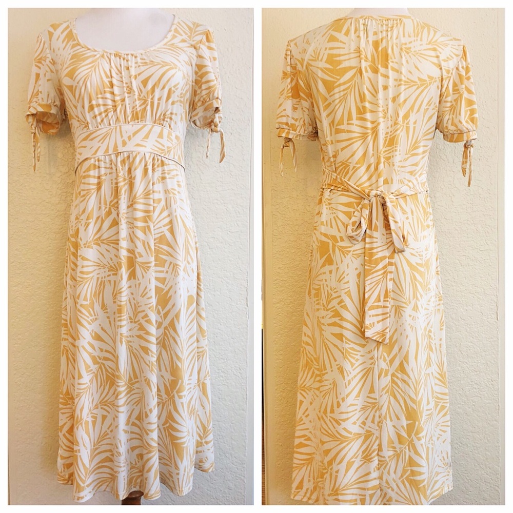 Yellow Leaf Print Dress